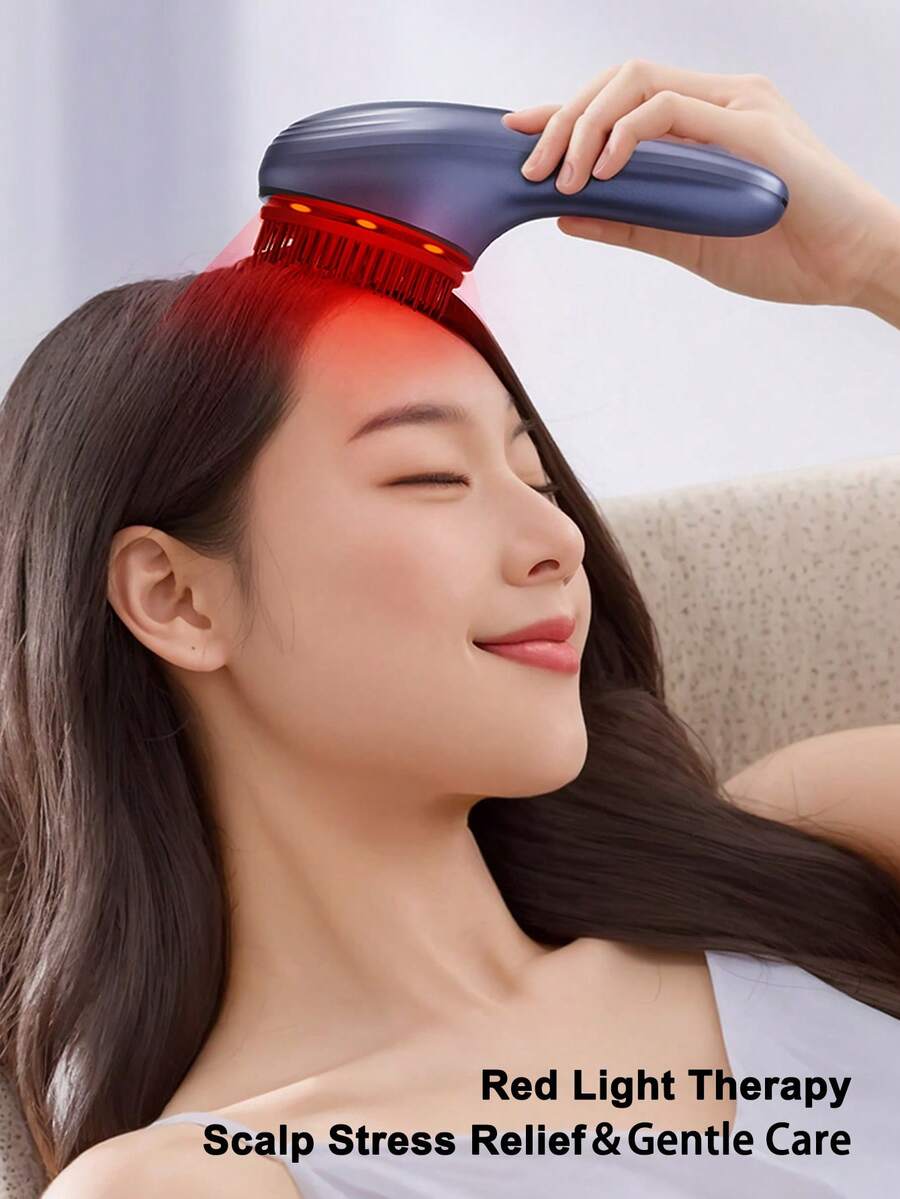 Teckwe 多功能旅行梳子,具微震頭皮按摩功能;便攜式髮刷版。無線震動頭皮按摩器 | 紅光髮梳,便攜式頭部理療放鬆裝置 紅光頭部理療裝置 | 電動震動按摩梳,無線便攜頭皮護理 900mAh 長效電池 - 彩色 - 查看 1