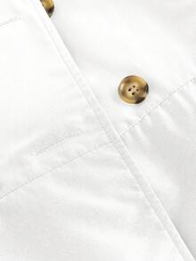 SHEIN MOD White Trench Coat With Collar, Long Sleeve, Cinched Waist & Flared Hem, Versatile Style, Waist-Cinching Trench Coat, Umbrella Hem, Khaki Trench Coatm Trench Coat Women, Teacher Outfits For Women In Fall/Winter - White - View 3