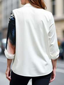 Plus Size Fashionable Tie-Dye Print Shirt, Autumn - Multicolor - View 2