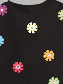 Gemütlicher Herbst & Winter Stil Mädchen Lässig Mode kreative personalisierte frische minimalistische Blume Muster Sweatshirt & Leggings 2-teiliges Outfit, bequemes Outfit - Verschiedenfarbig - Übersicht 6