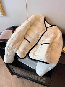 SHEIN Frenchy 女士休闲百搭撞色饰边夹克，冬季