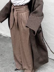 Siren Gaze Pantalones de traje de mujer con estampado de cuadros, corte holgado