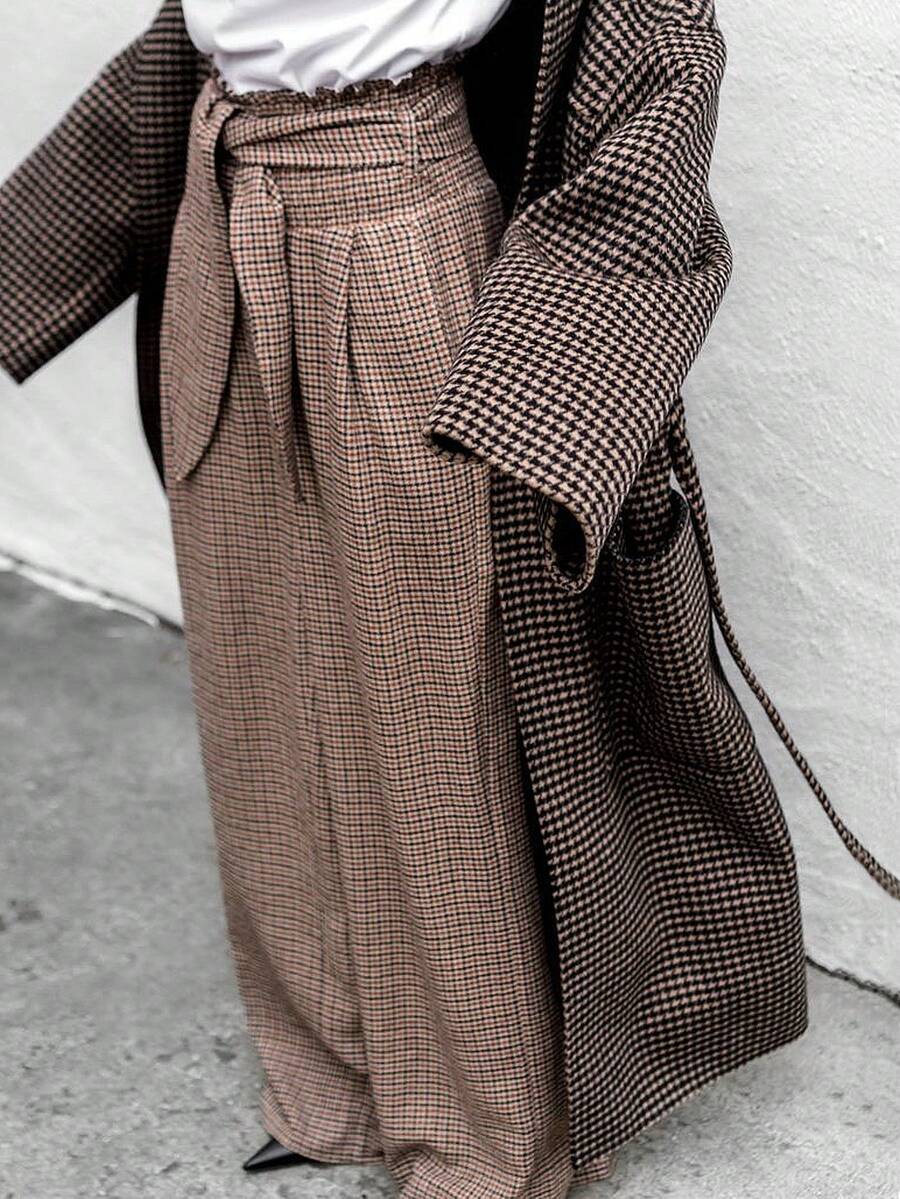 Siren Gaze Pantalones de traje de mujer con estampado de cuadros, corte holgado