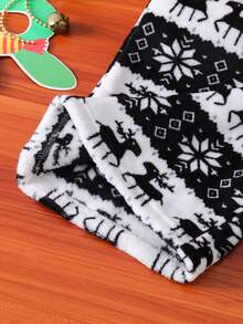 Teen GirlPrinted Fleece Pants, Comfortable Loose Straight Leg Trousers With Christmas Graphic Print, Autumn/Winter - Multicolor - View 4