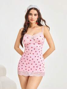 Bonmuse 两件套女士性感睡袍睡衣套装 - 粉色 - 查看 5