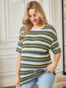 SHEIN Maternity Casual Striped Nursing Top, Summer Lingerie Lingerie Set Underwear Women Pajama Pajama Dress Loungewear Nightgown Robe Sleepwear Sleepwear Set Tank Top With Bra Nursing Tops Nursing Shirts For Breastfeeding Maternity Shirt Pregnancy Shirts