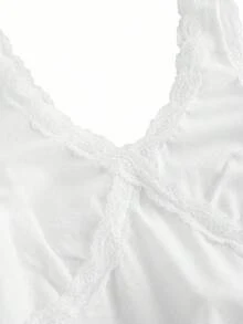 Ocili 舒适棉质简约蕾丝女士睡袍 - 白色 - 查看 9