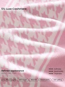 GLOWMODE Skiing Collection Snowbound Soft Warm Cozy Houndstooth Jacquard High Neck Quarter-Zip Fitted Sweater Autumn Winter Outdoors Skiing Wear