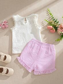 Souflis Souflis Baby Girl Cute Jacquard Top And Jacquard Shorts Set, Spring/Summer - Multicolor - View 2