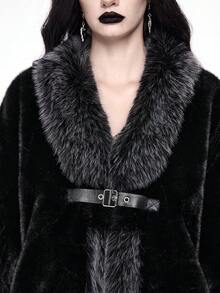 ROMWE Women's Autumn/Winter Long Sleeve Button Design Faux Fur Fashion Jacket