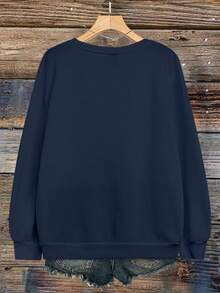 EMERY ROSE Damen Gold Herz-Form bedruckter Rundhals Langarm Sport Lässig Sweatshirt Pullover, geeignet für Herbst und Winter