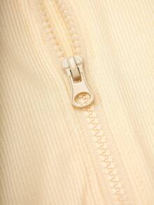 2pcs/Set Teenager Girls Casual Tight Hoodie Jacket & Flared Pants Sportswear Outfit - Apricot - View 4