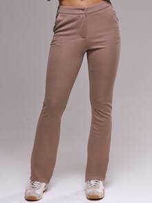 MUSERA Pantalones rectos de talle bajo Co-Ord solo Bottom, invierno, lindo, casual, acogedor, lacado de cereza - Marrón - Ver 5