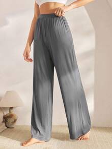 Ocili Celana Santai Kasual Wanita Warna Polos, Musim Gugur & Musim Dingin - Grey - View 5