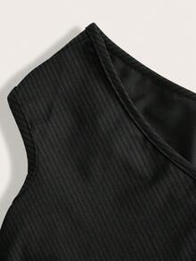 Tseoso Casual 95% Cotton Knitted Women's Summer Black Multi-Way Design Tight-Fitting Tops With 3 Wearing Styles; Versatile For Sports And Club; Suitable For All Seasons; Cute, Perfect For Summer & Autumn; Vintage Style With Soft Girl Aesthetic; Ideal For Home, Back To School, And Fall Women's Clothes