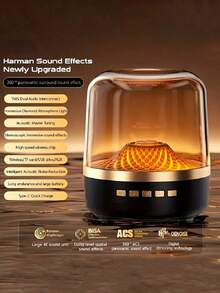 Teckwe 黑色和金色玻璃边框低音炮无线音箱户外电脑音箱带卡槽迷你智能音箱电池容量：450毫安时 - 黑色 - 查看 7