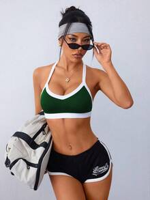 Dewbera 一件式无缝运动文胸，吸湿排汗面料，可调节肩带，基础款，适合健身/瑜伽 - 綠色 - 查看 3