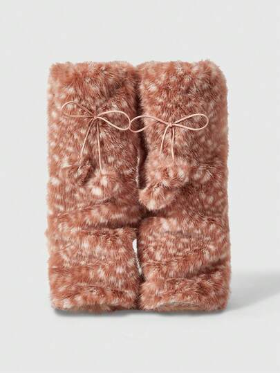 Goth 1 par de calentadores de piernas con estampado de ciervos sexy y lindo, moño y peludo, de color marrón, para decoración navideña y de Halloween, Y2K, para mujer, cálidos y de moda para uso diario, campus, compras, viajes, otoño/invierno