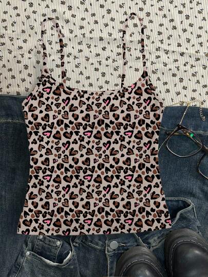 Áo ba lỗ họa tiết da báo thường ngày cho bé gái tuổi teen, mùa hè