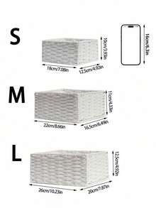 1/3 سلة تخزين مُنسوجة صينية منظم المكتب للمستحضرات والمفاتيح والوجبات الخفيفة ديكور المنزل، سلة قضبان خيزران يدوية للنوم وغرفة المعيشة والمكتب، هدية مثالية - أبيض - مشاهدة 6