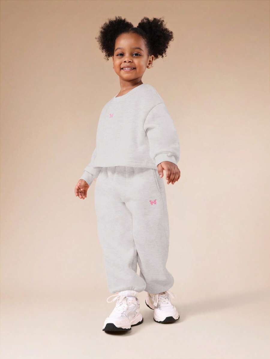 SUMWON Girls Cropped Sweatshirt And Joggers Co-Ord Set Casual Wear Outfit - Grey - View 1