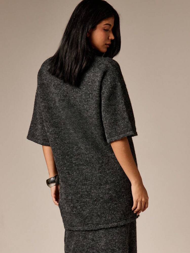 Knitted Sweater Top With Wide Sleeves