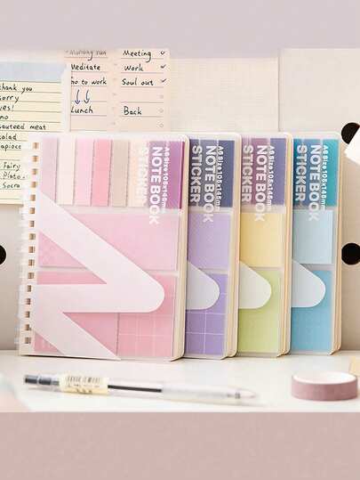 1PC One-Piece Combination Set Of Sticky Notes And Notebook, Convenient For Use. It Features A Soft And Elegant Morandi Color, Making It Suitable For Students. The Notebook Is Sticky And Has An Ins-Style Design. It Can Be Used As A Student Message Board Or Office Memo Pad. It Is Suitable For Schools, Offices