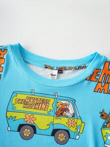SCOOBY-DOO X SHEIN 大码女式夏季印花宽松落肩短袖睡裙，哞哞睡衣 - 彩色 - 查看 6