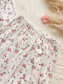 SHEIN 2件套女童长袖碎花上衣和碎花长裤，加大码 - 彩色 - 查看 4