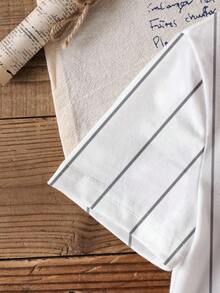 TOM & JERRY X SHEIN 小男孩夏季条纹卡通图案 T 恤 - 白色 - 查看 3