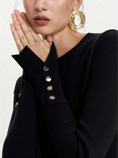 Lumivelle 百搭圆领休闲百搭长袖针织汗衫