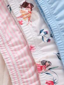 3pcs Set Newborn Simple Fashion Cute Cartoon Print Long Sleeve Long Dress Sleepwear - Multicolor - View 5