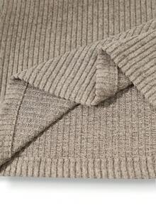 Franclia Plus Size Elegant Round Neck Knit T-Shirt, Minimalist Fashion Knit Top, Autumn/Winter - Apricot - View 6