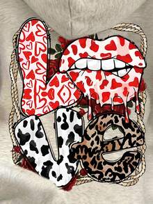 SHEIN Women's Drop Shoulder Sweatshirt, Valentine's Day - Light Grey - View 6