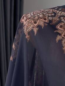 Women's Elegant Sophisticated BOHO Vacation Flowy Sheer Cover Up Women's Beach Fashion Brown Top Beach Outfits For Women - Multicolor - View 3