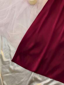 DelicateAllure 女士纯色蕾丝拼接吊带睡裙 - 酒紅色 - 查看 8