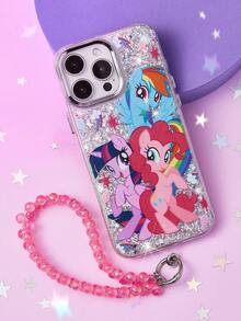 My Little Pony X SHEIN Ốp lưng điện thoại in hình họa tiết bột lấp lánh, kèm dây đeo tiện lợi, tương thích với iPhone 11 - 17 Pro Max, quà tặng ý tưởng - Nhiều màu - Xem 6