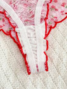 PetitDoll 1件粉色樱桃蕾丝系列丁字裤，适合年轻女性 - 彩色 - 查看 6