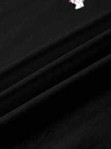 HELLO KITTY AND FRIENDS | SHEIN 少女休闲日常通勤时尚可爱卡通字母图案短袖黑色T恤，夏季 - 白色 - 查看 3