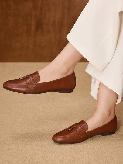 MOTF PREMIUM 女士金属装饰PU皮平底鞋