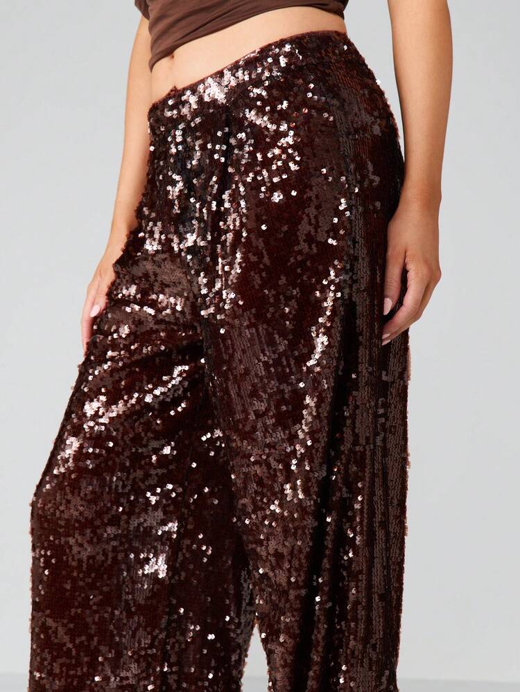 MISSGUIDED Elegante Pailletten Culotte mit weitem Bein, hochgeschnitten, für Partys, Abendanlässe und festliche Anlässe, glamouröse Hose