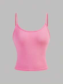 Girlism Bộ 4 áo hai dây ngắn thường ngày cho bé gái tuổi teen, phù hợp cho mùa xuân, hè, thu và đông - Hồng - Xem 6