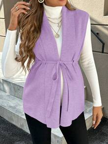 SHEIN 休闲纯色抽绳系带孕妇毛衣背心