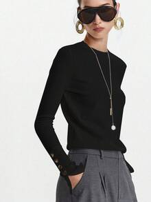 Lumivelle 百搭圆领休闲百搭长袖针织汗衫