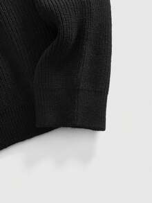 EASEVO Plus Size Men's Heart Embroidery Long Sleeve Single-Breasted Casual Knit Cardigan Sweater, For Winter - Black - View 8