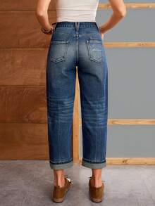 EMERY ROSE 女士带口袋喇叭休闲宽松牛仔裤