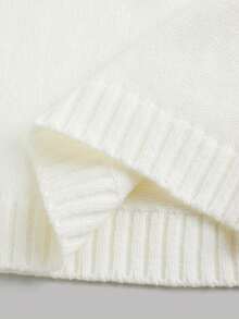 SHEIN Girlism Teen Girls' White Off Shoulder Flare Sleeve Cropped Knit Sweater, Autumn/Winter - White - View 5