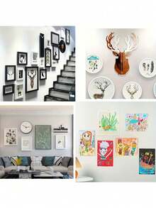 12/24/48/72/96 片装，免钻孔图片安装板设计 - 双面可移除墙钩，适用于相框和艺术品，防水墙贴 - 白色 - 查看 7