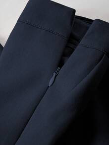 Franclia 时尚通勤纯色夹克和裤子套装 - 藏蓝色 - 查看 4