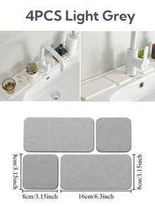 1/4PCS Kitchen Faucet Mat - Diatomite Splash Guard For Sink, Quick-Drying Water Absorbing Stone Tray Includes Sandpaper Suitable For Kitchen Sink Bathroom Bath Tub Quick Dry Non-Slip Easy To Clean,17.7x3.9in,23.6x3.9in - Multicolor - View 15